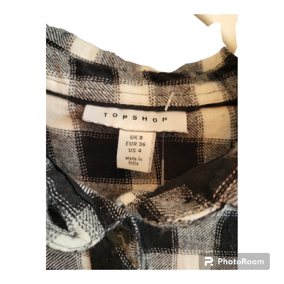 NWOT ASOS Topshop Relaxed Long Sleeve Boyfriend Checkered Button Down Shirt - Picture 6 of 10